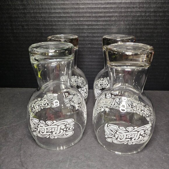 Set Of 4 Pepsi Cola Drinking Glasses Vintage Retro Soda Fountain 6" Tall - Picture 9 of 12